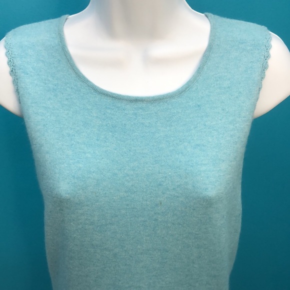 ECCOCI TURQUOISE WOOL/ANGORA/CASHMERE BLEND KNIT TANK TOP • sz M - Picture 3 of 11